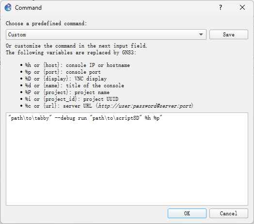 GNS3终端占位符编写格式