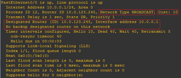 R1的f0/0接口OSPF数据截图