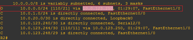 R2路由表OSPF截图