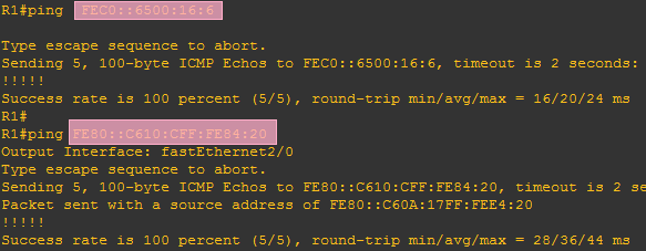 R1 → R6 Ping 测试结果截图(IPv6)