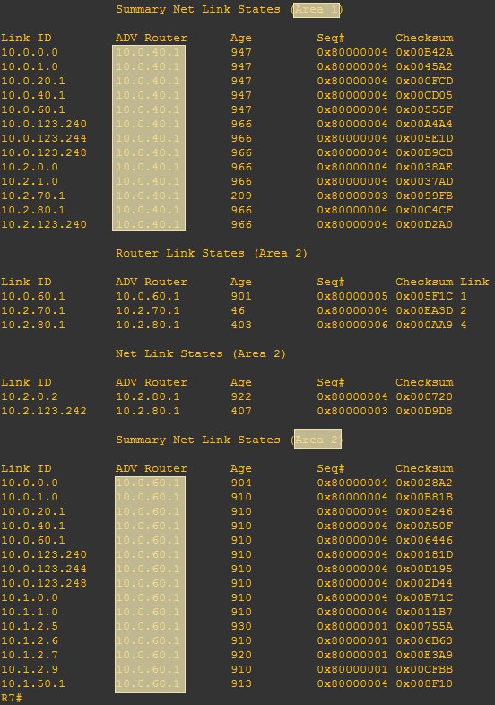 R7 OSPF数据库截图