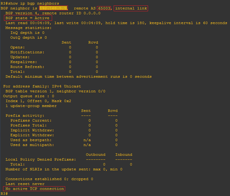 R3 BGP邻居关系截图